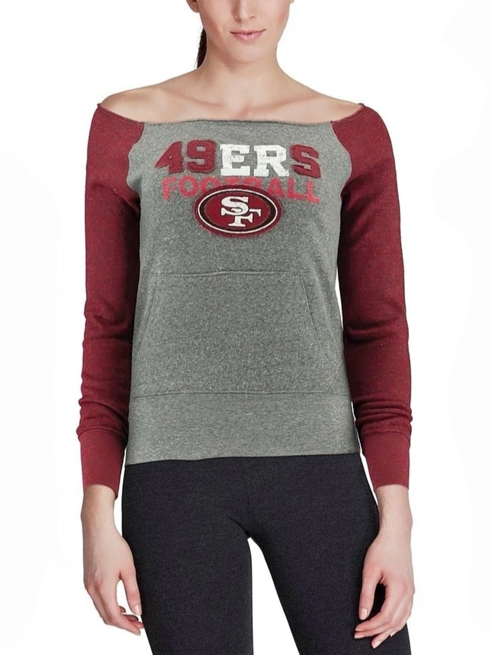NFL Team Apparel SF 49ERS Medium Fitted Scoop Neck Raglan Sweatshirt Fleece New